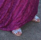 Dames Hoge Blok Hakken Glitter Schoen Enkel Crossover