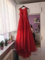Tulle Wisteria Evening Prom Dress A-Line/Princess Scoop Neck Court Train With Appliqued main image 1