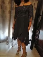 A-Line Off-the-Shoulder Asymmetrical Chiffon Lace Bridesmaid Dress With ...