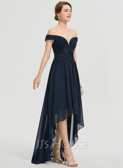 A-Line Off-the-Shoulder Asymmetrical Chiffon Prom Dresses (018192899 ...