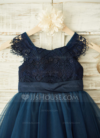 A-Line Knee Length Tulle Lace Flower Girl Dress CF0325