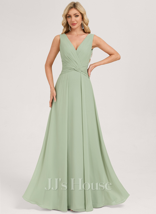 Aristella A-line Ruched Chiffon Bridesmaid Dress | JJ's House