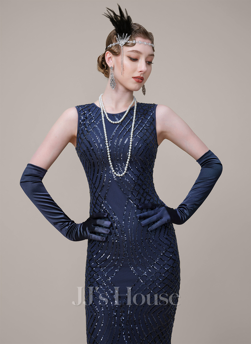 green emerald velvet dress 1920s Beaded Sequin Gatsby Evening Gown with Cap Sleeves main image 1