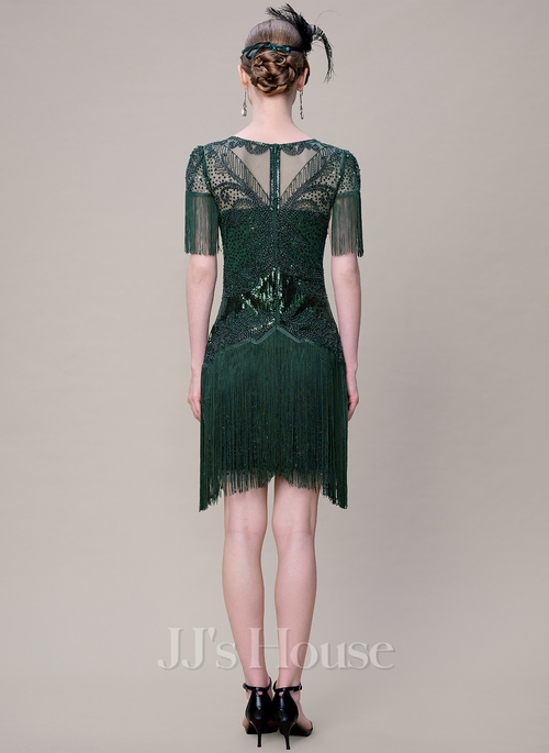 sachin and babi light blue dress JJ's House Scoop Beaded 1920s Flapper Dress
