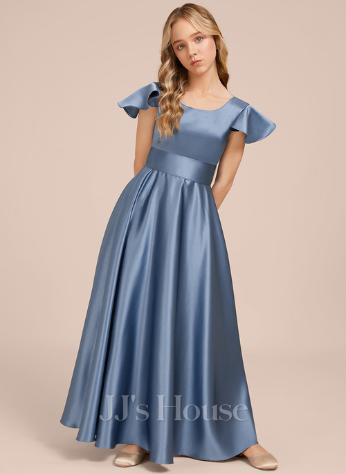 JJ's House A-line Square Floor-Length Satin Junior Bridesmaid Dress 2026 - Size: J6, Dark Navy, Blue JJ's House A-line Square Floor-Length Satin Junior Bridesmaid Dress 2026 - Size: J6, Dark Navy, Blue