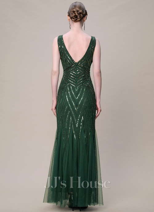 green emerald velvet dress Spaghetti Strap Art Deco Sequins Maxi Dress L main image 1