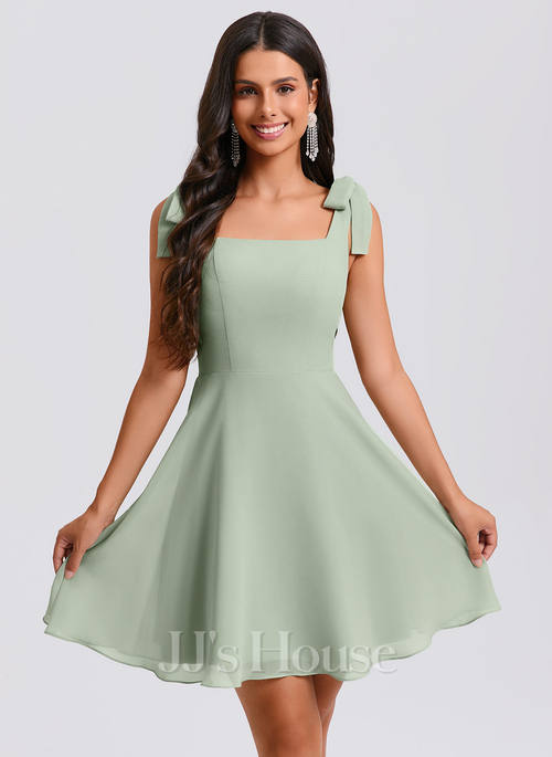 birdy grey mia dress Square Neck Pleated Slit Homecoming Dress with Backless – FancyVestido main image 1