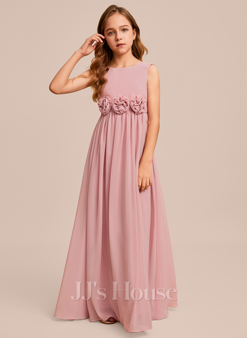 blue dress for baby girl Little Girls Long Juniors Bridesmaid Dress Wedding Flower Girls Formal Party Pageant Dresses Chiffon Sleeveless Maxi Dress, Dusty Blue / 16 main image 0