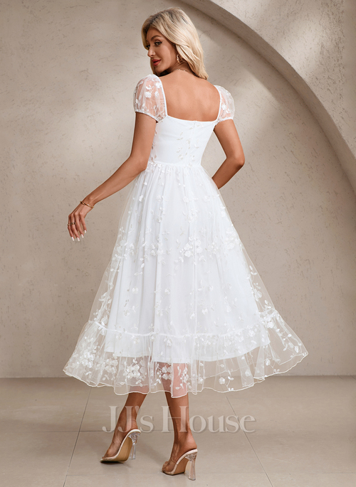 JJ's House A-line Sweetheart Tea-Length Tulle Wedding Dress 2026 With Embroidered - Size: S, White JJ's House A-line Sweetheart Tea-Length Tulle Wedding Dress 2026 With Embroidered - Size: S, White