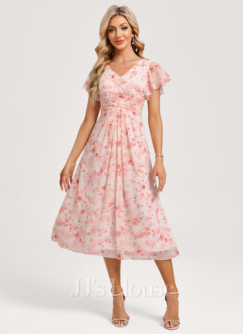 JJ's House A-line V-Neck Tea-Length Chiffon Floral Cocktail Dress 2026 With Ruffle - Size: 22, Ruby Rose Garden. Plus Size Available. JJ's House A-line V-Neck Tea-Length Chiffon Floral Cocktail Dress 2026 With Ruffle - Size: 22, Ruby Rose Garden. Plus Size Available.