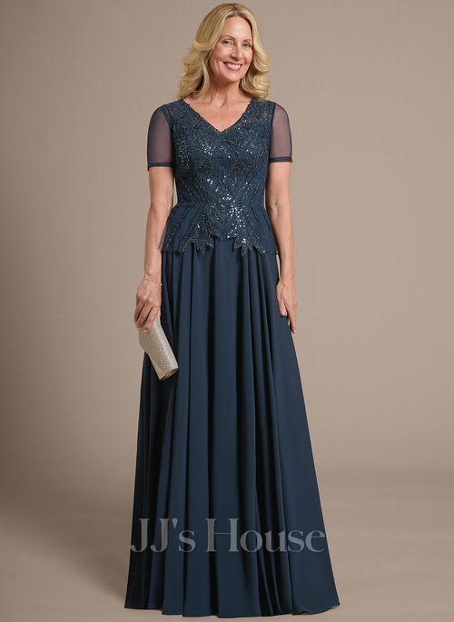 blue dress for baby girl Long Formal Chiffon Mother of The Bride Dress main image 1