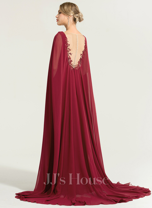Myrial Cape Chiffon Maxi Evening Dress | JJ's House