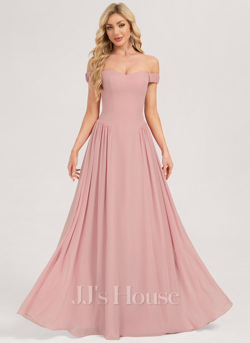 blush bridesmaid dresses off the shoulder Off the Shoulder Blush Pink Bridesmaid Dress Blush Pink / US 6 main image 1