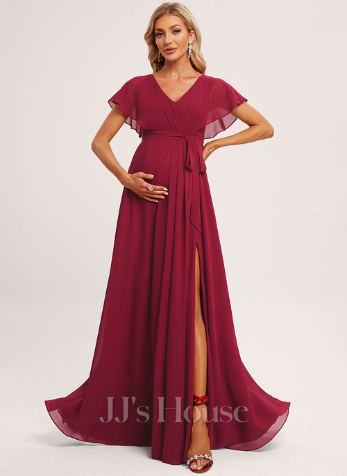 Iudita A-line Ruffle Chiffon Maternity Bridesmaid Dress | JJ's House Iudita A-line Ruffle Chiffon Maternity Bridesmaid Dress | JJ's House