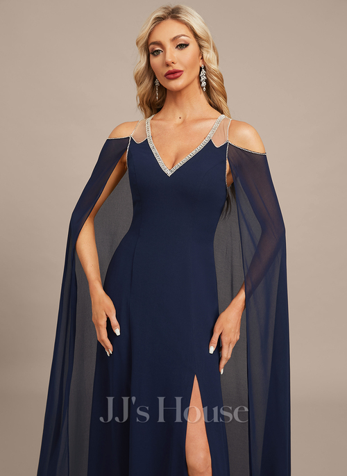 green emerald velvet dress Sheath-Column Floor Length Chiffon Mother of The Bride Dresses COCOMELODY CM0345, Dark Purple main image 1
