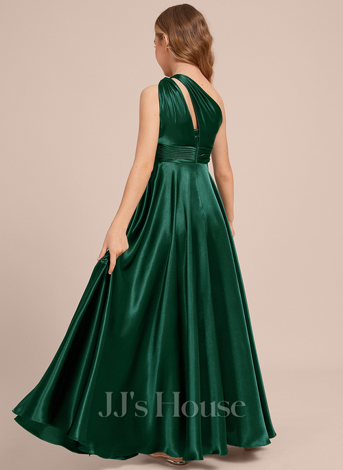 green taffeta bridesmaid dresses One-Sleeve Pleat Organza and Taffeta Long Dress Red main image 1