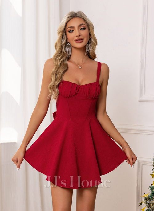 Posie Sweetheart Spaghetti Straps Pleated Jacquard Homecoming Dress | JJ's  House