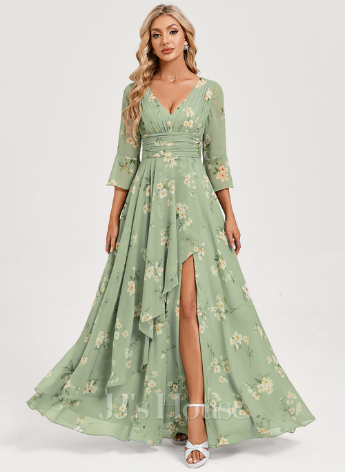 sachin and babi light blue dress GLS Chiffon Ruched Bodice Long Formal Dress - Sage - 2XL