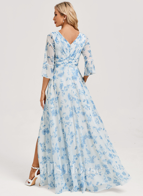 sachin and babi light blue dress Criss-cross Pleated Bodice Chiffon Grecian Wedding Gown