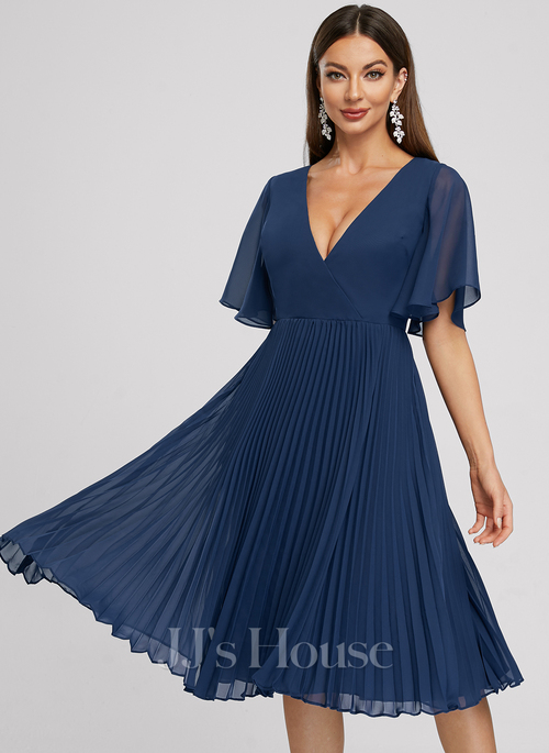 chinese dress ladies Ever-Pretty Chiffon Round Neckline A-Line Knee Length Wedding Guest Dress main image 0