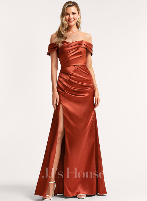 jjshouse off the shoulder bridesmaid dress Minerva Midnight Navy Knit Gown