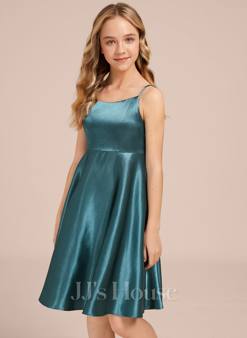 j crew junior bridesmaid dresses Dusty Blue Junior Bridesmaid Dresses with Elegant Sleeves main image 1