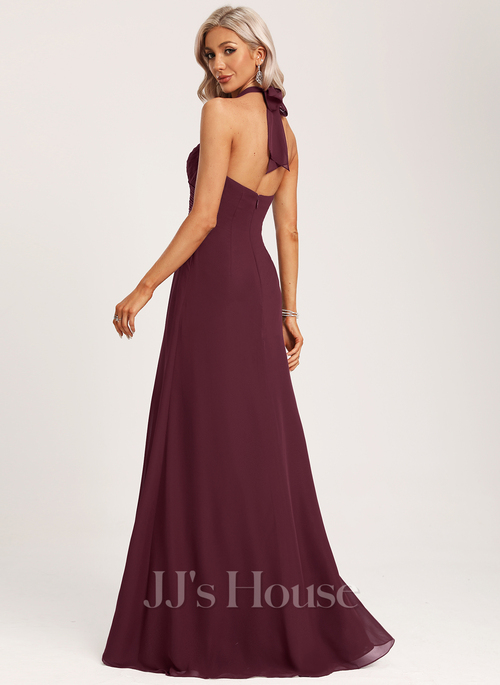 Kaniece A-line Halter Chiffon Bridesmaid Dress | JJ's House
