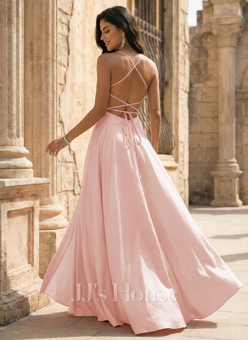 jjshouse com evening dresses Alessia Textured Satin and Lace Maxi Dress main image 1