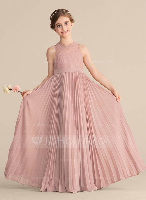 slim fit dress slacks A-Line Scoop Neck Floor-Length Chiffon Lace Top Bridesmaid Dress With –  promlinks main image 0