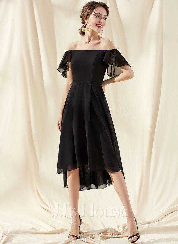 A-Line Off-the-Shoulder Asymmetrical Chiffon Homecoming Dress With ...