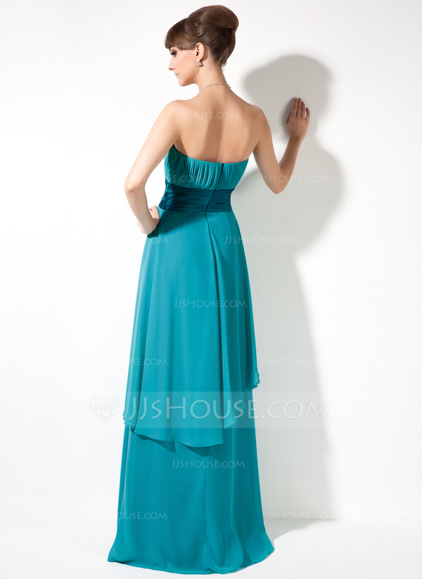 Empire Sweetheart Sleeveless Ruffles Long Chiffon Dresses
