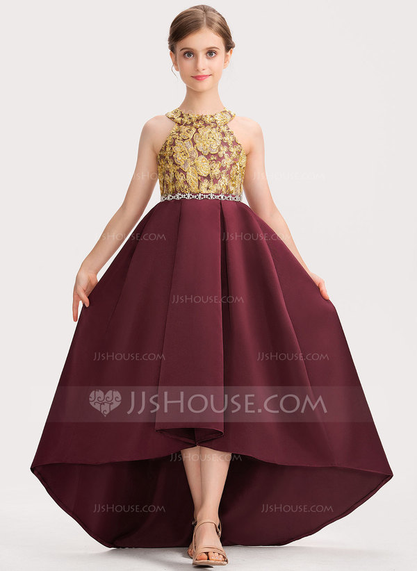 A-line Satin Asymmetrical Flower Girl Dress main image 0
