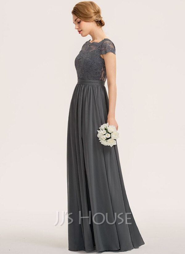 Scoop Lace Top and A-line Chiffon Skirt Set Jade main image 0