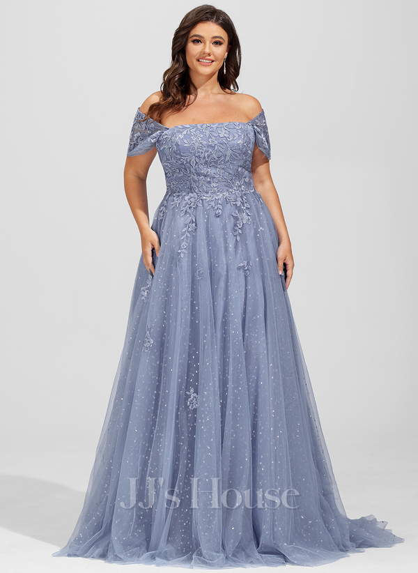 Regal Scarlet Off-the-Shoulder Ballgown with Crystal Detailing & Flowing Train main image 0