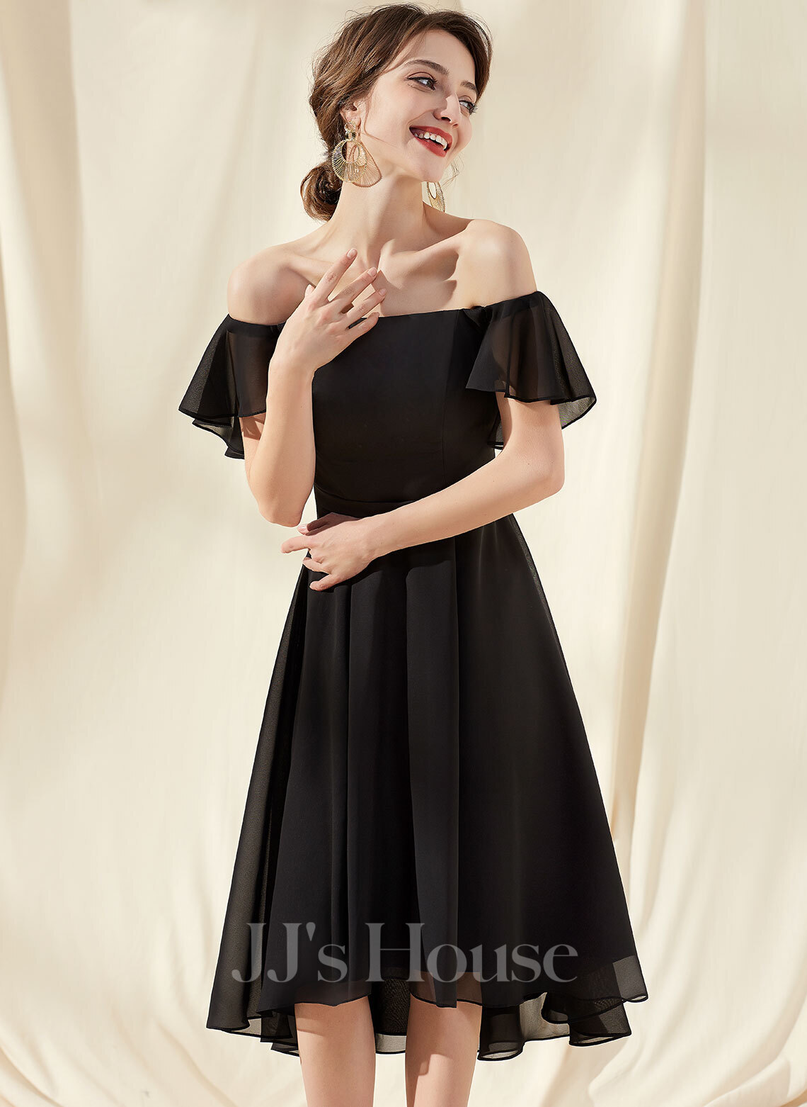 A-Line Off-the-Shoulder Asymmetrical Chiffon Homecoming Dress With ...
