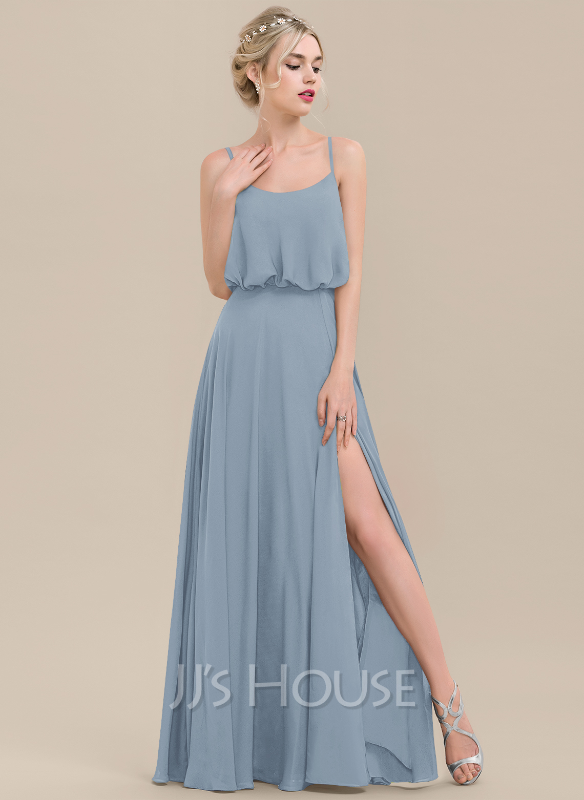 A-line Square Floor length Jersey Gown Lemon