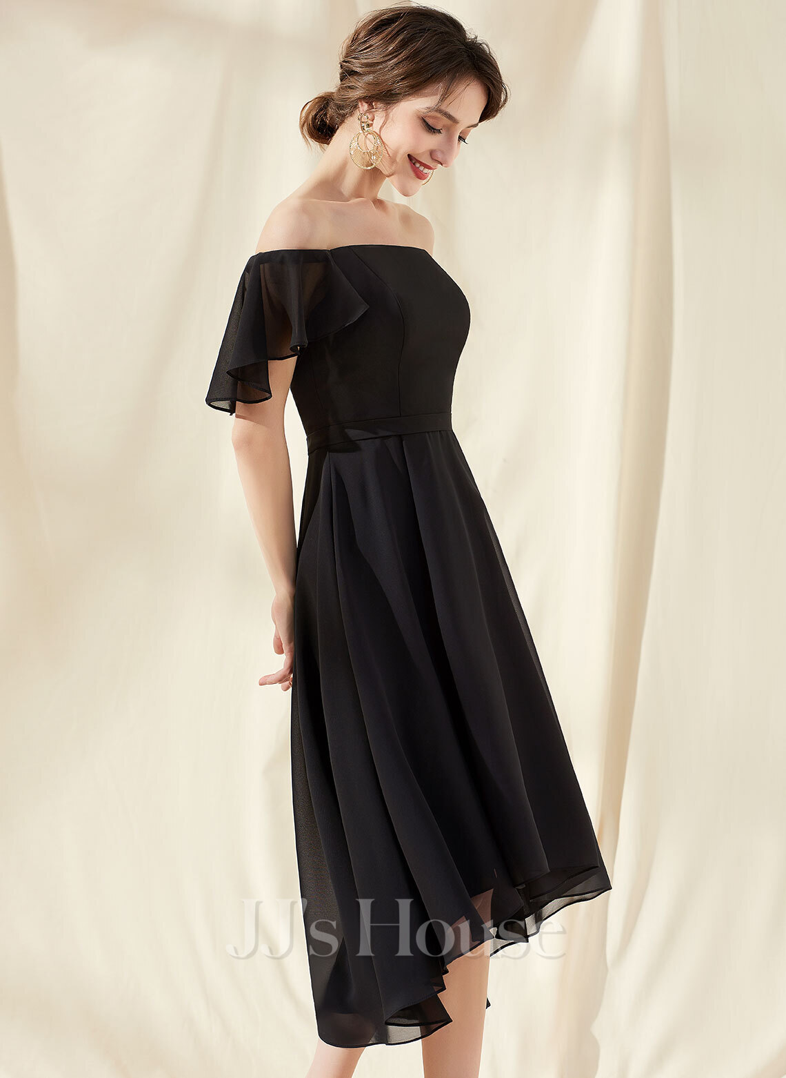 A-Line Off-the-Shoulder Asymmetrical Chiffon Homecoming Dress With ...