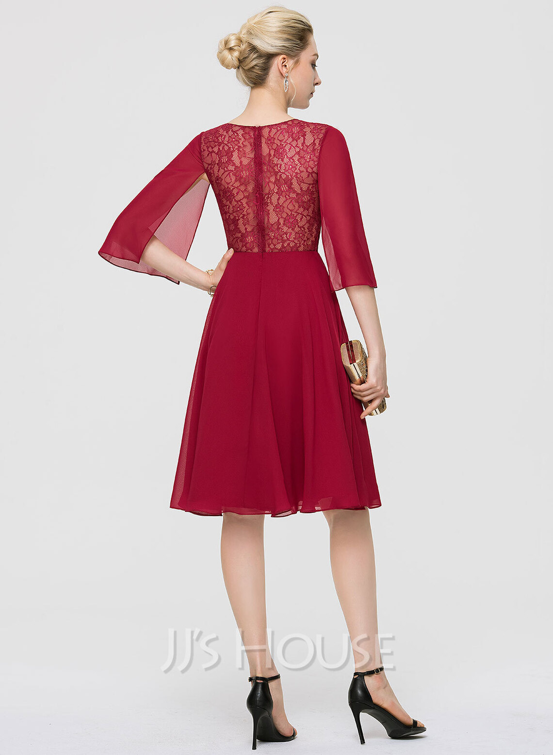 A-Line Scoop Neck Knee-Length Chiffon Cocktail Dress With Sequins ...