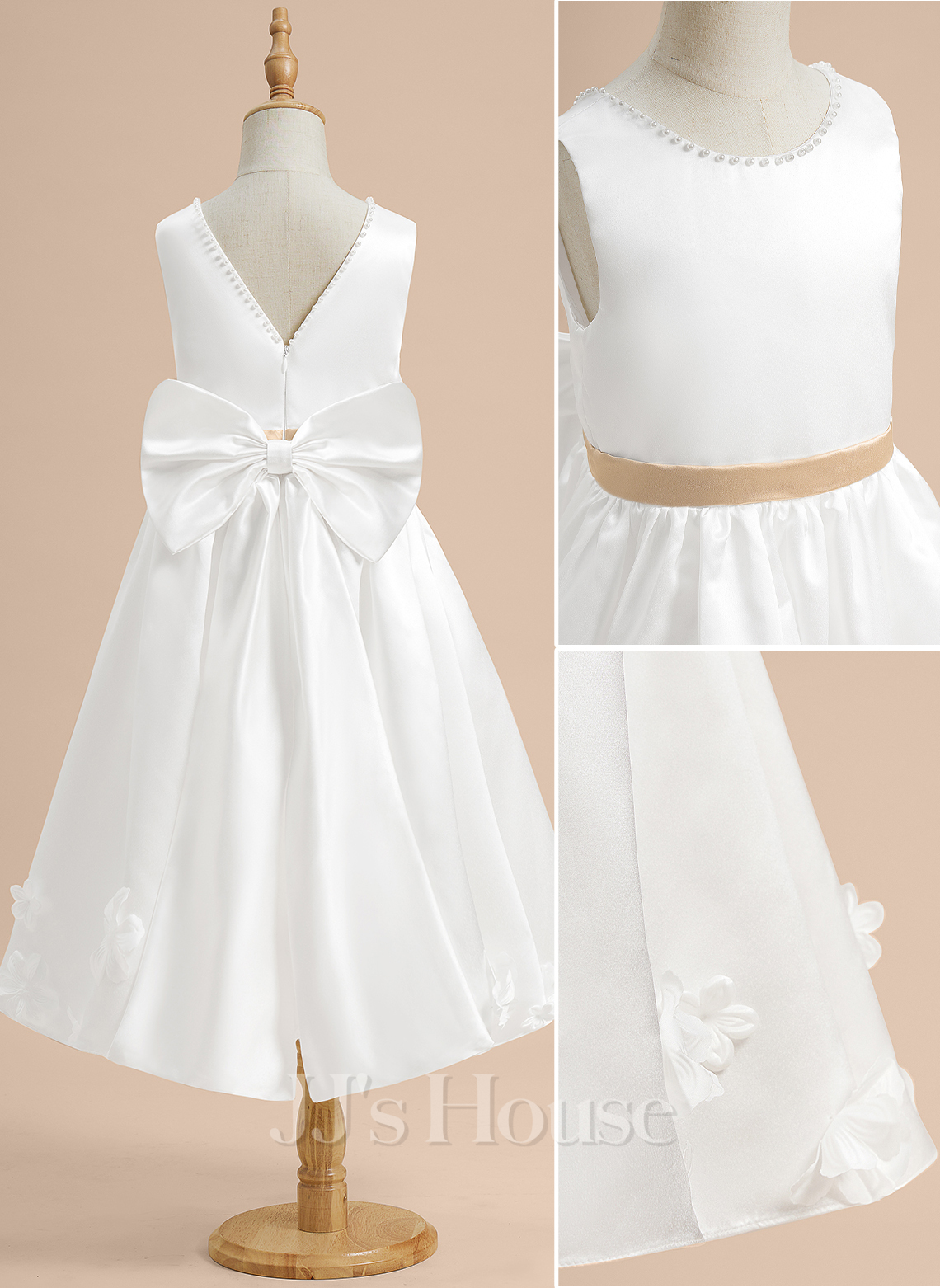 A-line Scoop Neck Tea-Length Flower Girl Dress main image 1