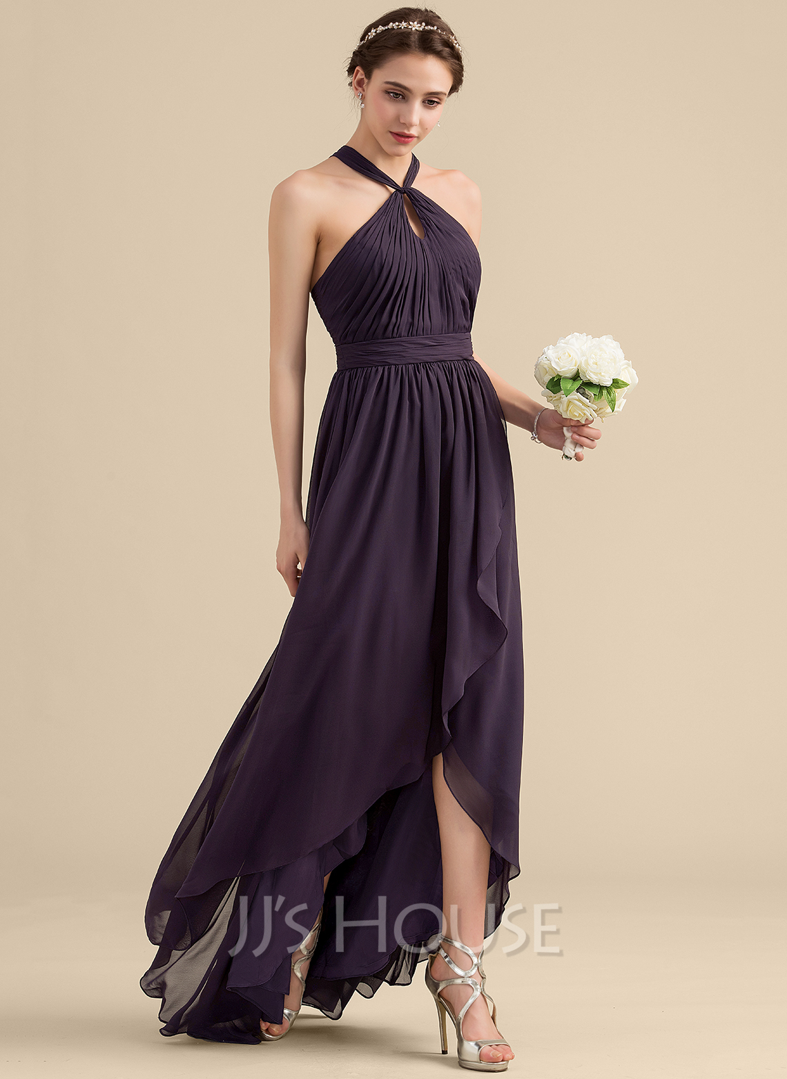 Eucalyptus A-line V-neck ruffled chiffon bridesmaid dress main image 0