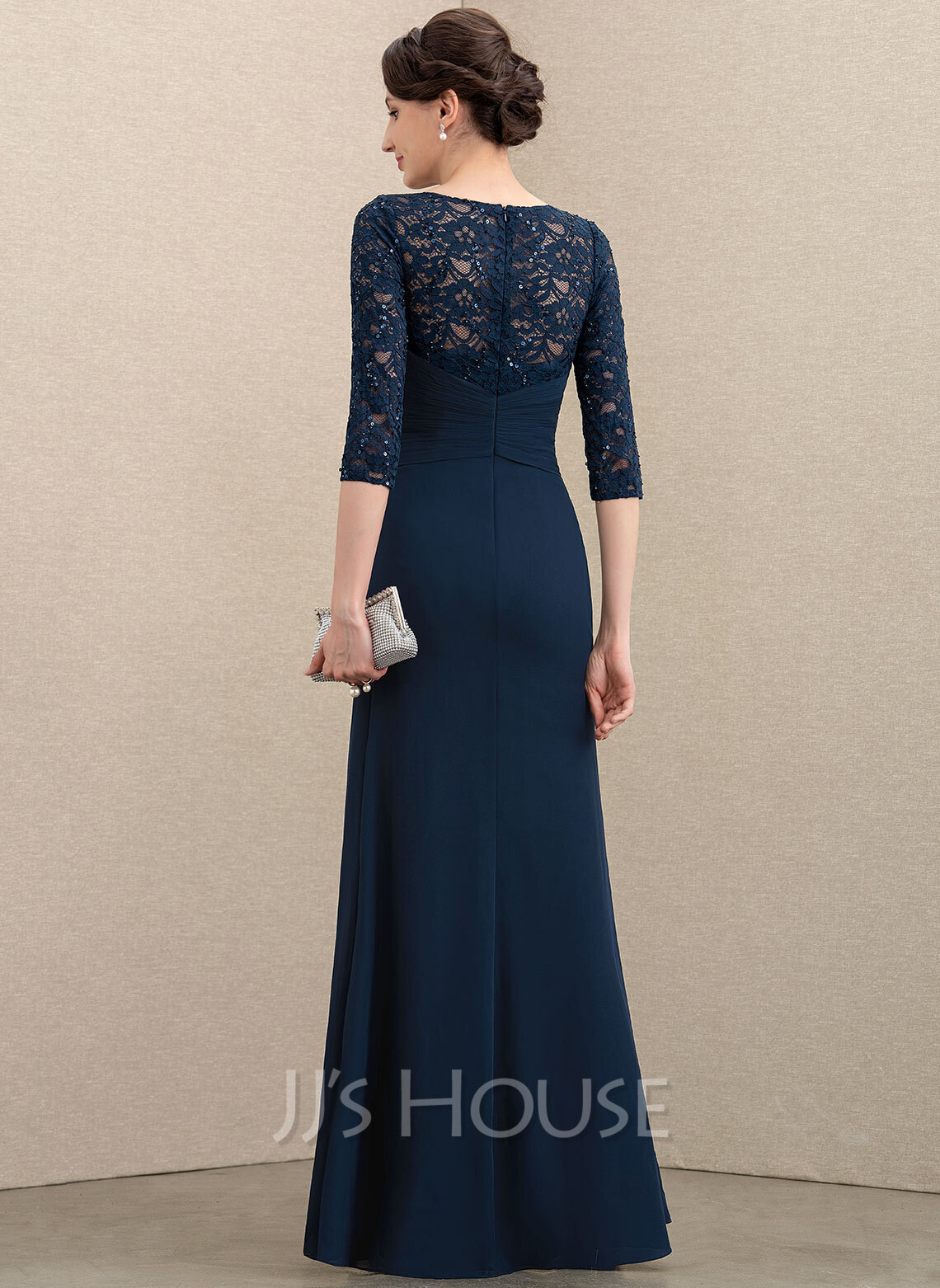 Scoop Lace Top and A-line Chiffon Skirt Set Jade