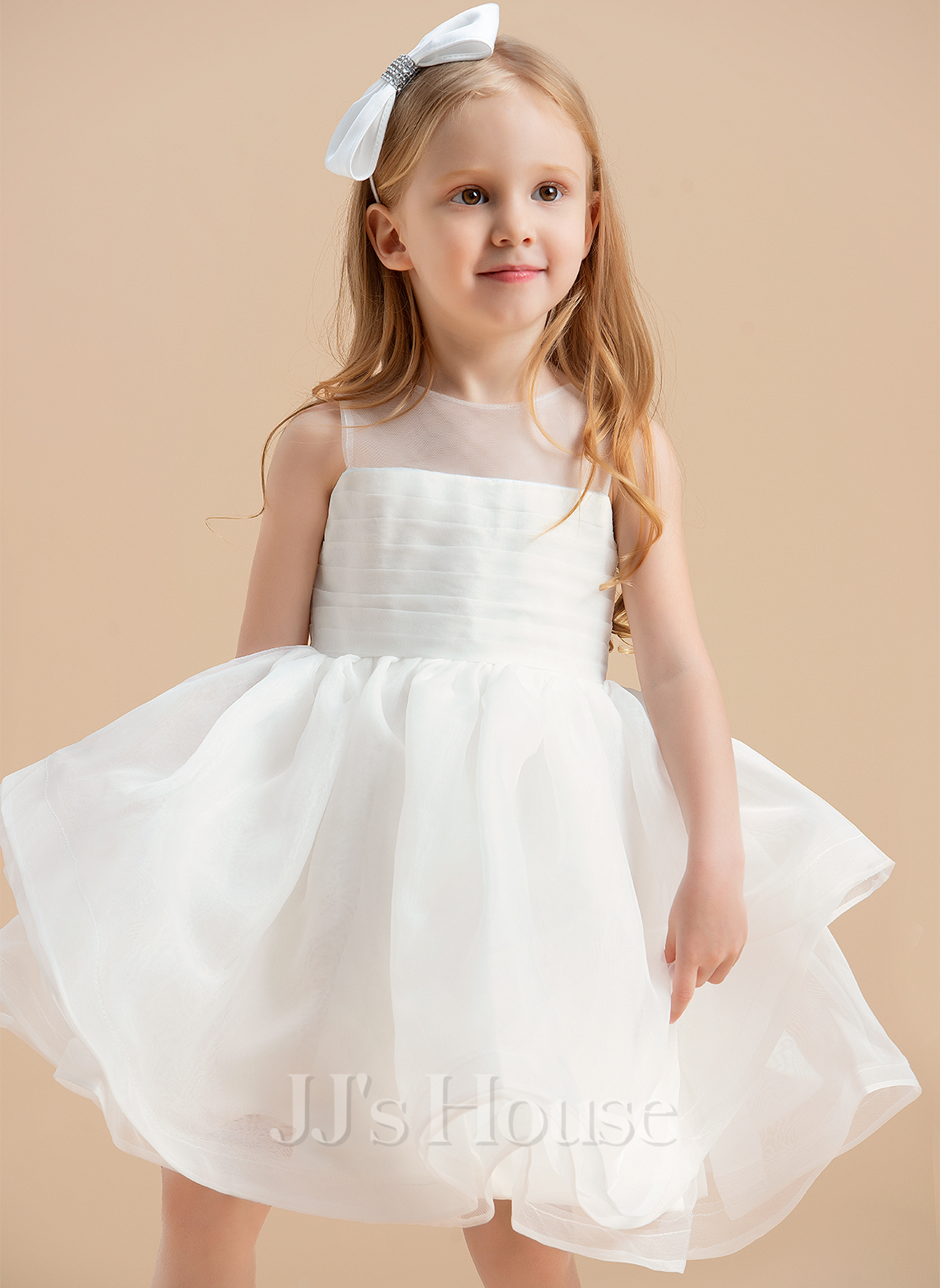 Ball-Gown/Princess Scoop Floor-Length Flower Girl Dress Ink Blue main image 0