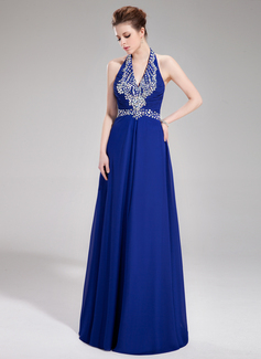 A-Line/Princess Halter Floor-length Prom Dresses main image 0