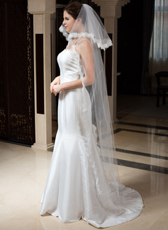 Two-tier Lace Edge Tulle Lace Chapel Veils with CV0374