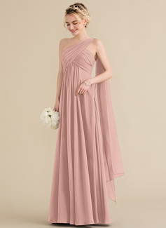 A-line One Shoulder Ruffle Chiffon Dress