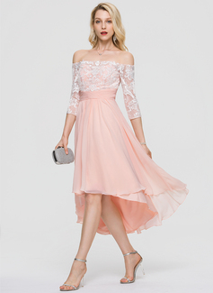 A-Line Off-the-Shoulder Asymmetrical Chiffon Cocktail Dress (016197202 ...