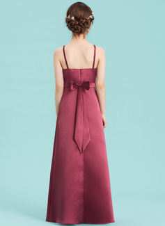 A-Line/Princess Square Neck Sleeveless Bow Junior Bridesmaid Dresses