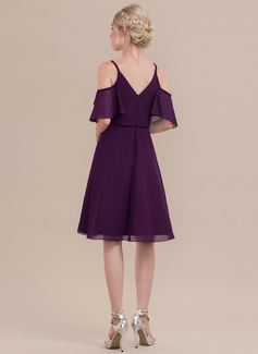 A-Line V-neck Asymmetrical Chiffon Cocktail Dress With Cascading ...