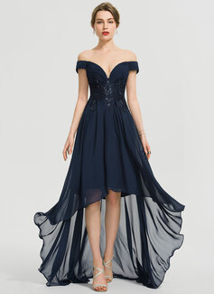 A-Line Off-the-Shoulder Asymmetrical Chiffon Prom Dresses (018192899 ...