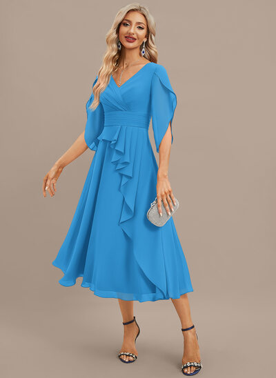 Robe midi avec plis en mousseline
